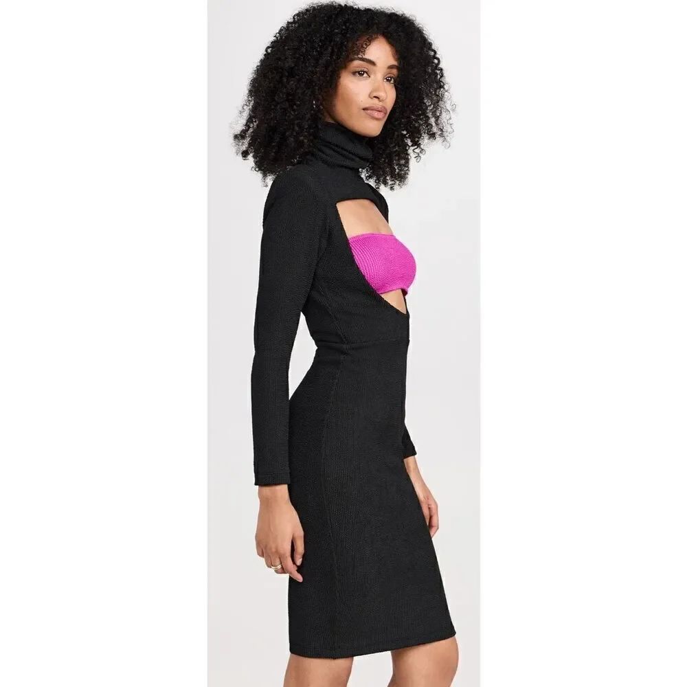 Bruceglen Jet Fonda Bandeau Dress In Black & Fushia Nwt Size Medium — image 3 of 8